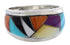 Turquoise Multicolor Inlay And Sterling Silver Ring Size 6-1/2 RS43174